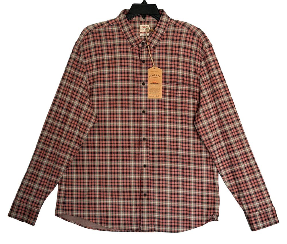 Faherty Coastline Knit Shirt Men's XXL Long Slv Supima Cotton Stretch Plaid NWT